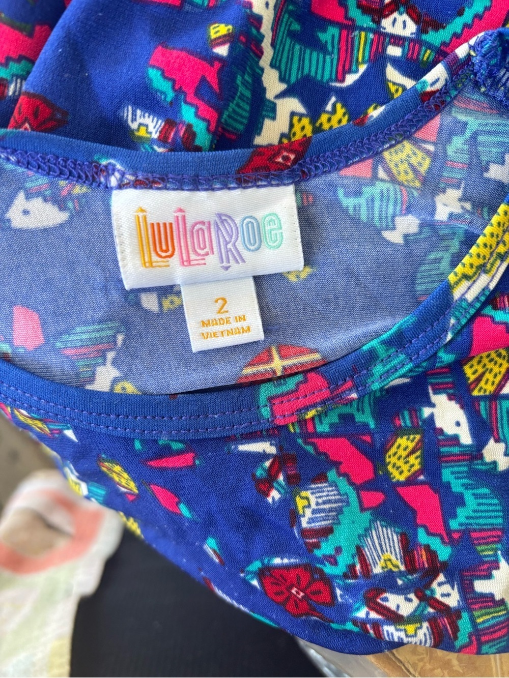 LuLaRoe Bright Blue Multicolor Floral Twirl Dress - Picture 8 of 9